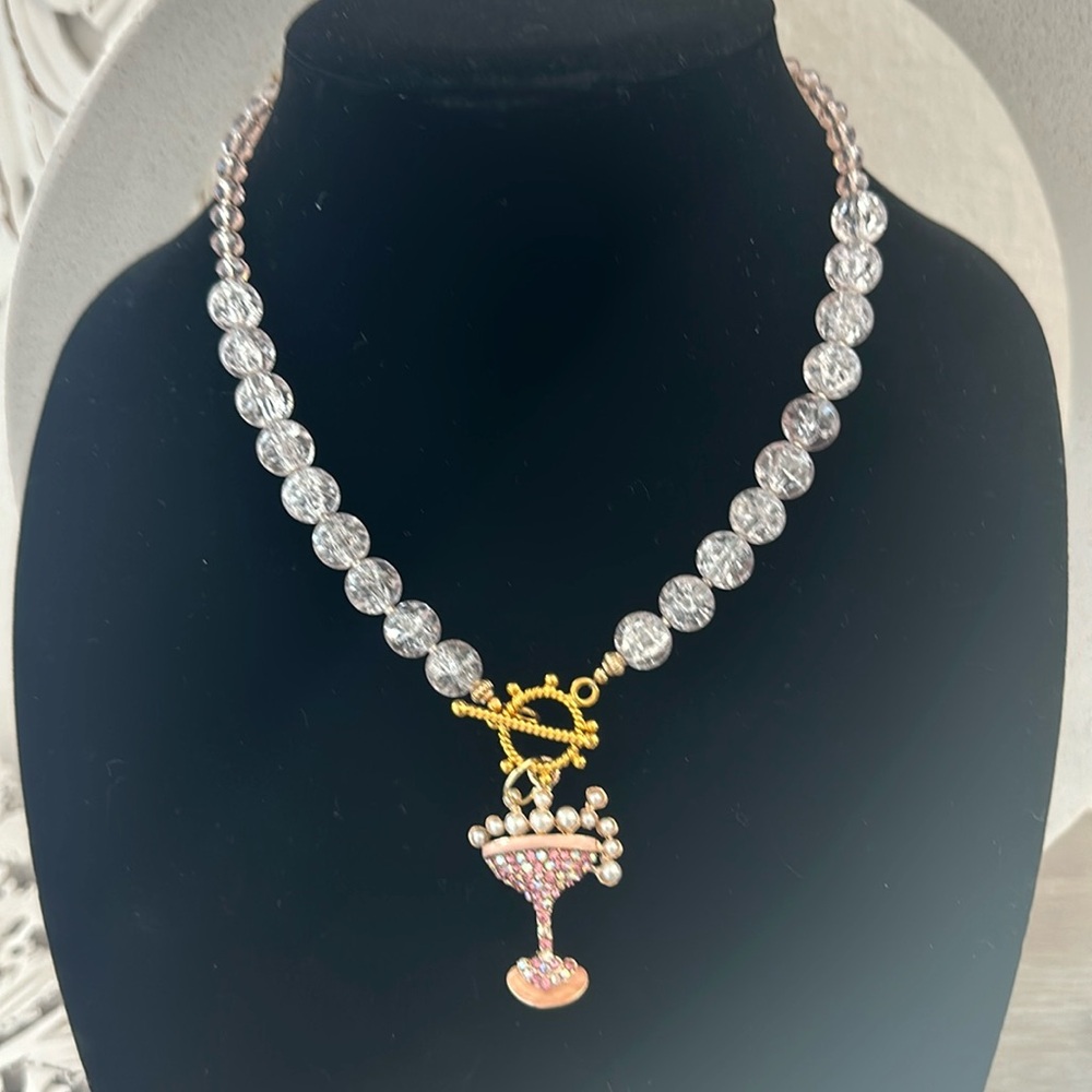 Pink glass necklace .2designs ,